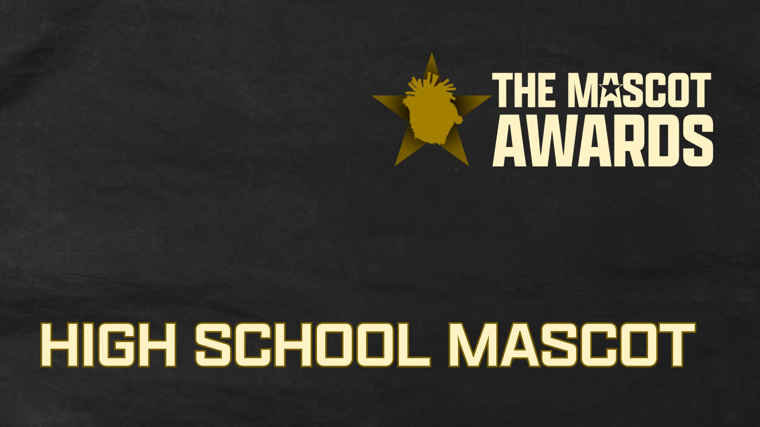 Logo for The Mascot Awards featuring the text High School Mascot of the Year below a gold star icon.