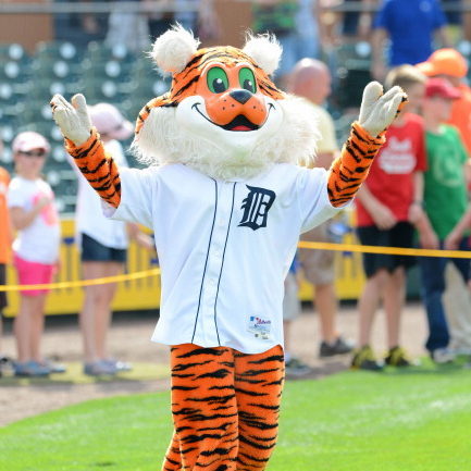 LAKELAND, FL - MARCH 23:  The Lakeland Flying Tigers mascot South Paw performs for the crowd after the spring training game between the Detroit Tigers and the New York Yankees at Joker Marchant Stadium on March 23, 2013 in Lakeland, Florida. The Tigers defeated the Yankees 10-6.  (Photo by Mark Cunningham/MLB Photos via Getty Images)