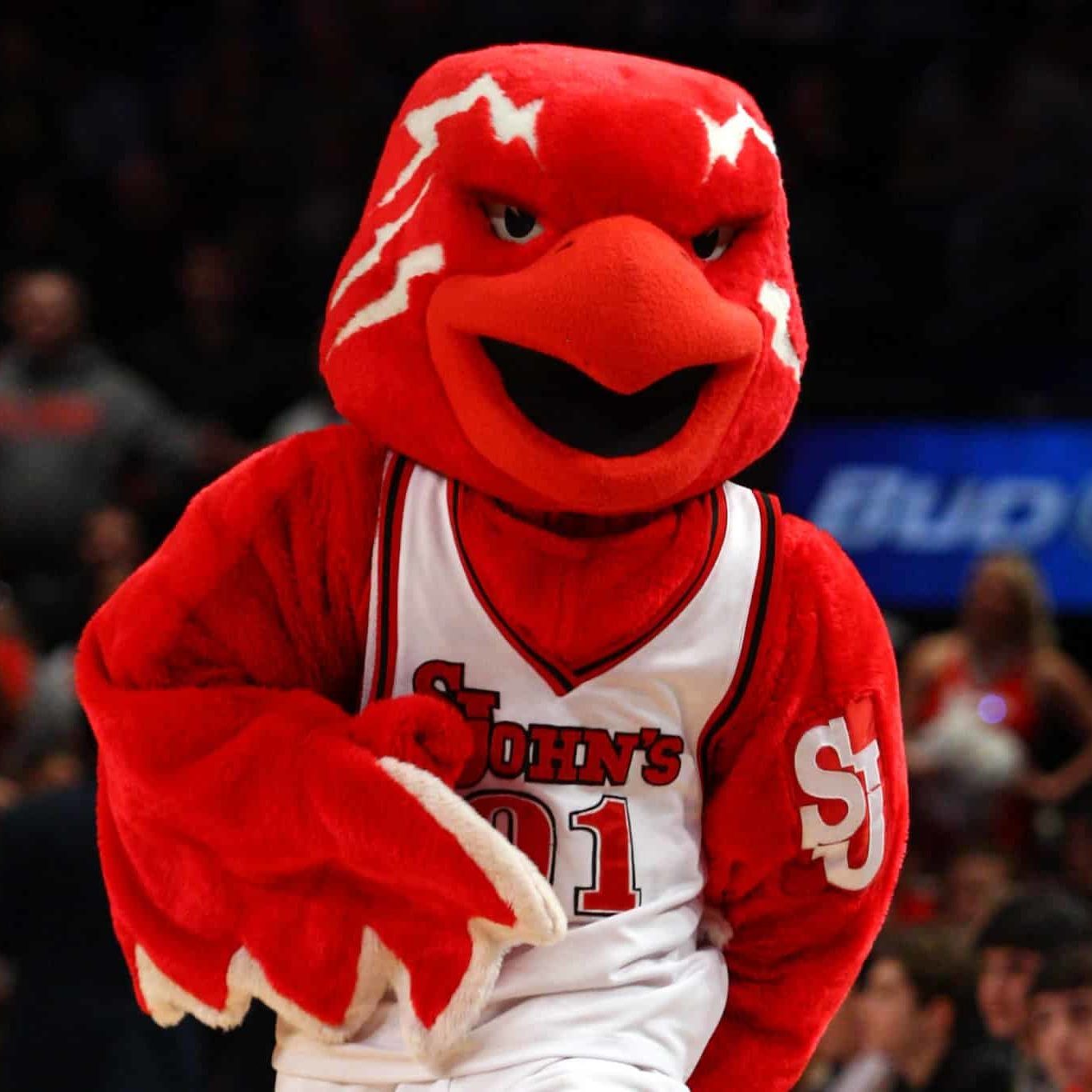 NEW YORK, NY - FEBRUARY 18:  Johnny, the mascot for the St. John's Red Storm performs against the UCLA Bruins at Madison Square Garden on February 18, 2012 in New York City.  (Photo by Chris Chambers/Getty Images)